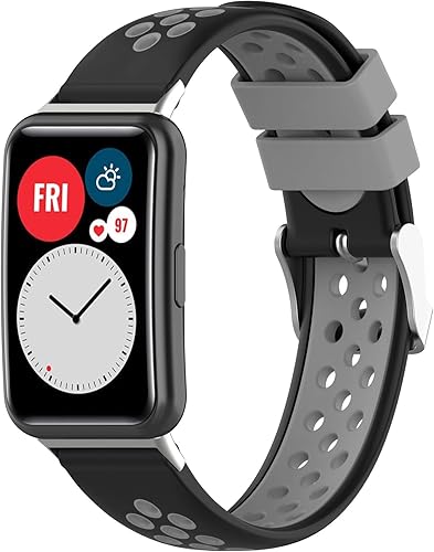 Senter Correa para Huawei Watch FIT, correa de repuesto deportiva de silicona suave compatible con reloj inteligente Huawei Watch FIT(TIA-B09) Negro