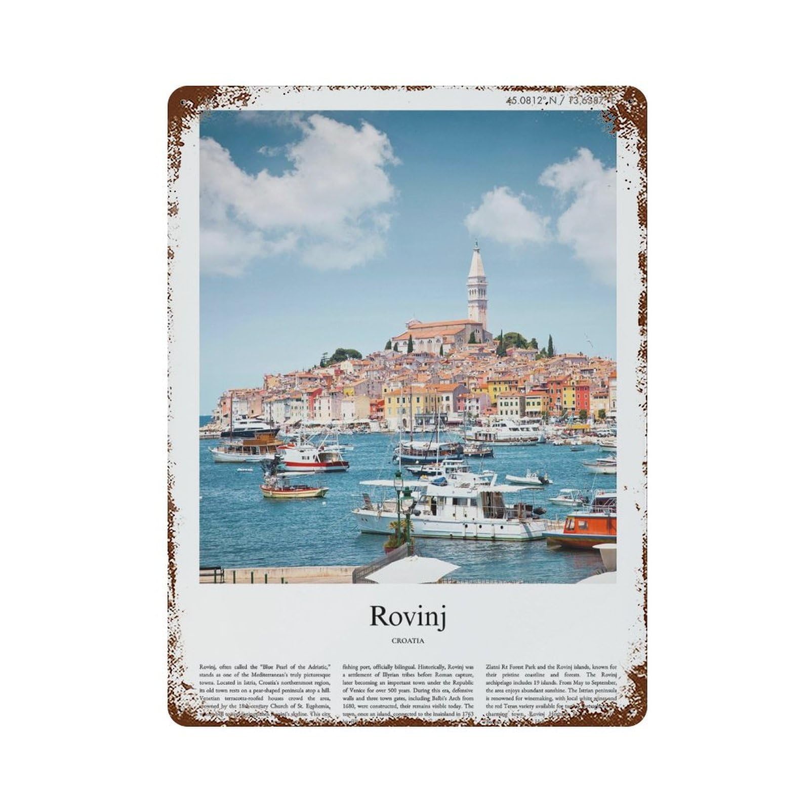 xiaoxiaoshen Rovinj Croatia City Scenery Wall Decor Art Metal Tin Poster Modern Home Decor Art Home Bar Shop Decorations Vintage Sign 40x30cm