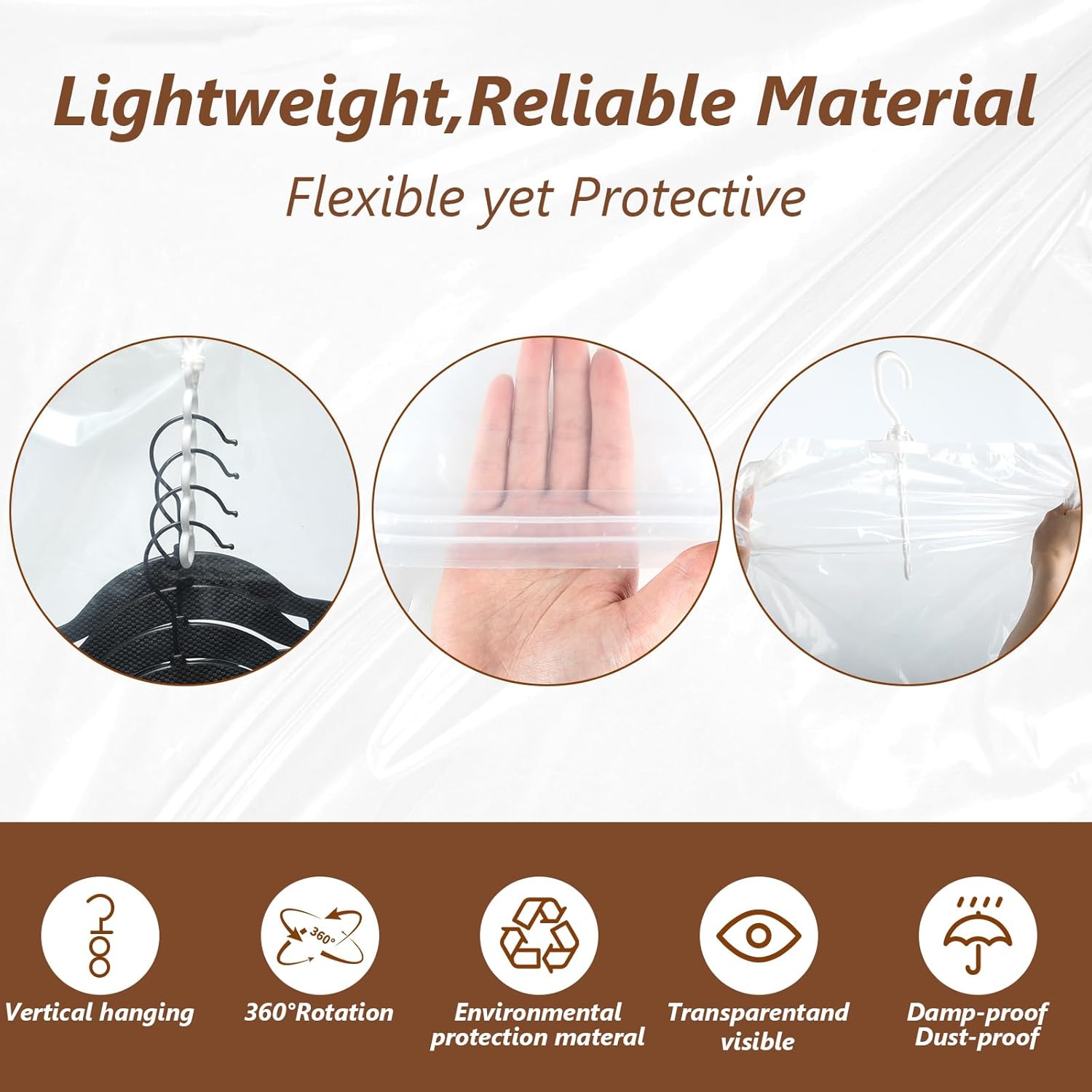 Novabright 6 Pack Hanging Vacuum Storage Bags for Clothes with Hand Pump, Space Compression, Clear Hanging Vacuum Seal Bags for Closet Organizer Jackets, 2 Long 2 Medium 2 Short