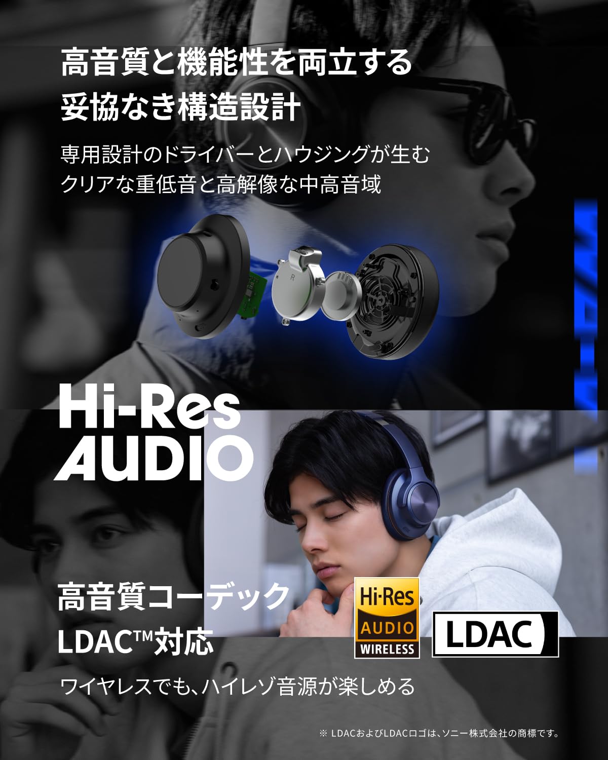 AVIOT WA-V1 ネイビー AVIOT WA-V1｜ハイブリッドノイズキャンセリング搭載・最大120