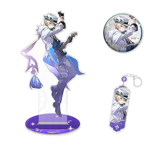 SodaMeow Honkai Star Rail Acrylic Stand + Keychain + Badge 3Pcs Set Fans' Collection Gift Robin Jingliu Aventurine (Aventurine-2) - Aventurine-2