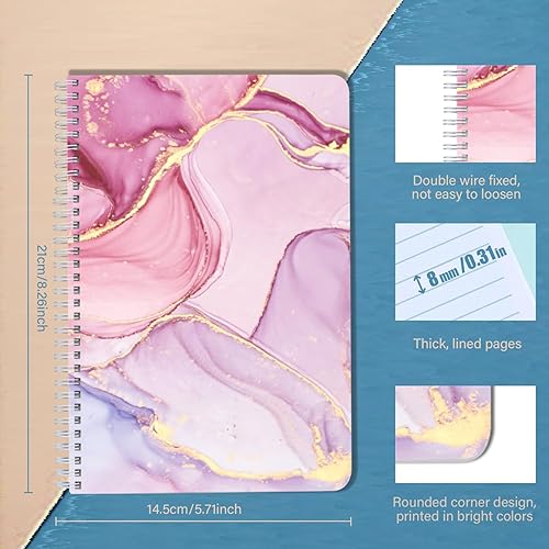 Miniatura 2 de Cuaderno rayado en espiral, 100 páginas, 5.71 x 8.26 pulgadas, cuaderno de espiral de doble alambre con rayas universitarias para estudio y notas,