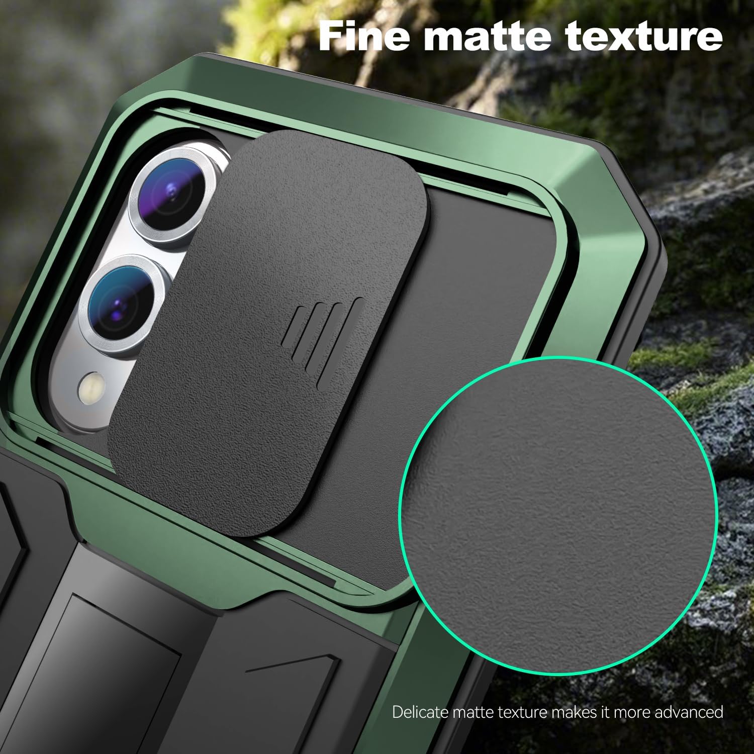 Compatible with Samsung Galaxy S25 FE Metal Case with Camera Cover Stand Gorilla Glass Full Body Hybrid Military Heavy Duty Armor Silicone Rugged Phone Cover for Man Woman (Green)