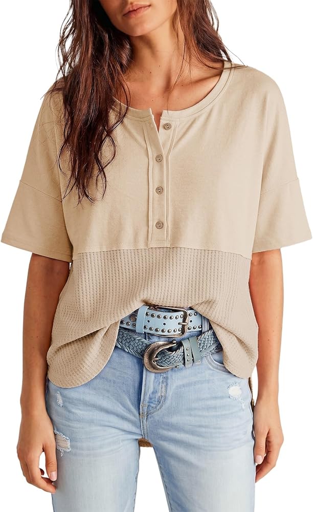 Dokotoo Women Waffle Knit Tops Plus Size Summer Outfits