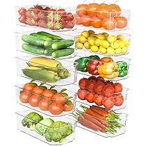 KICHLY – Cestini Organizzatori per dispensa Trasparente – Set di 6 contenitori – Contenitori organizzatori per cucina, dispensa, armadietti, ripiani, Bagno – Senza BPA (Chiaro)