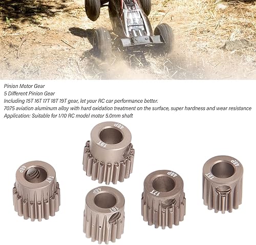 Miniatura 2 de Juego de engranajes de motor de piñón 48DP suave y estable - 15T 16T 17T 18T 19T Premium 7075 aleación de aluminio para modelo RC 1/10 con eje de