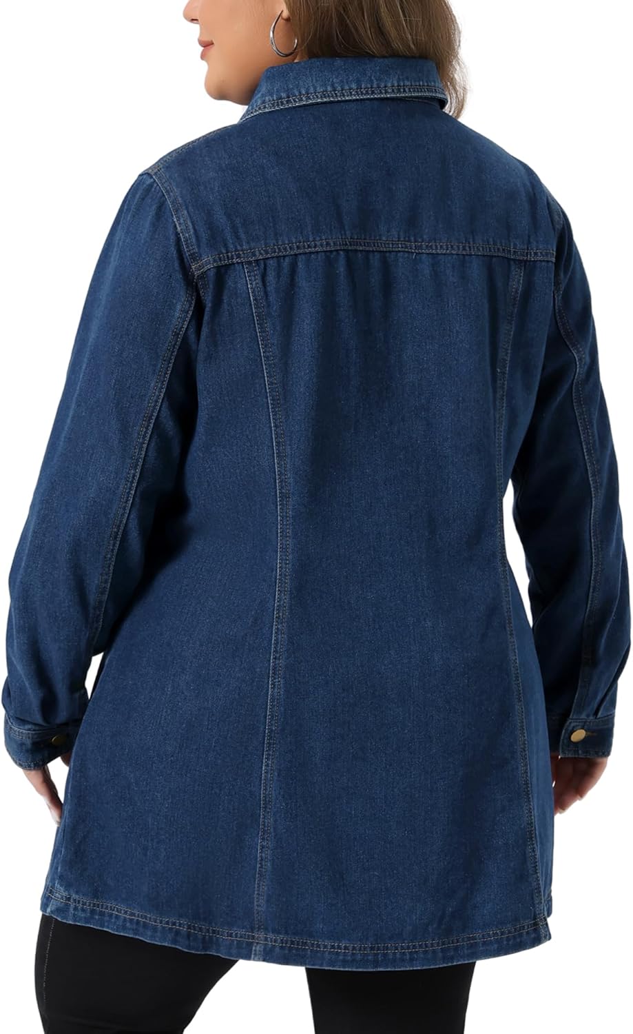 Agnes Orinda Plus Size Denim Jacket for Women Buttons Long Sleeve Jean Jackets - Image 4