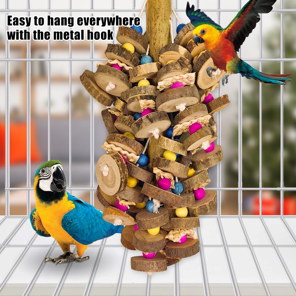 Extra Large Bird Parrot Toys- 19.7 inch Multicolored Natural Wooden Block Parrot Chewing Toy Suggested for Macaws cokatoos, African Grey and a Variety of Amazon Parrots. (Large Size) - image 5