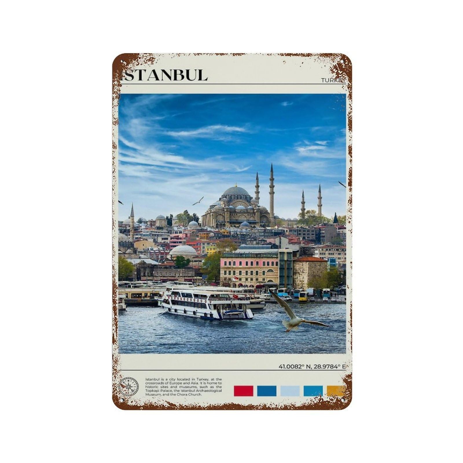 xiaoxiaoshen Real Photo Istanbul Decor Turkey Wall Decor Art Metal Tin Poster Modern Home Decor Art Home Bar Shop Decorations Vintage Sign 30x20cm