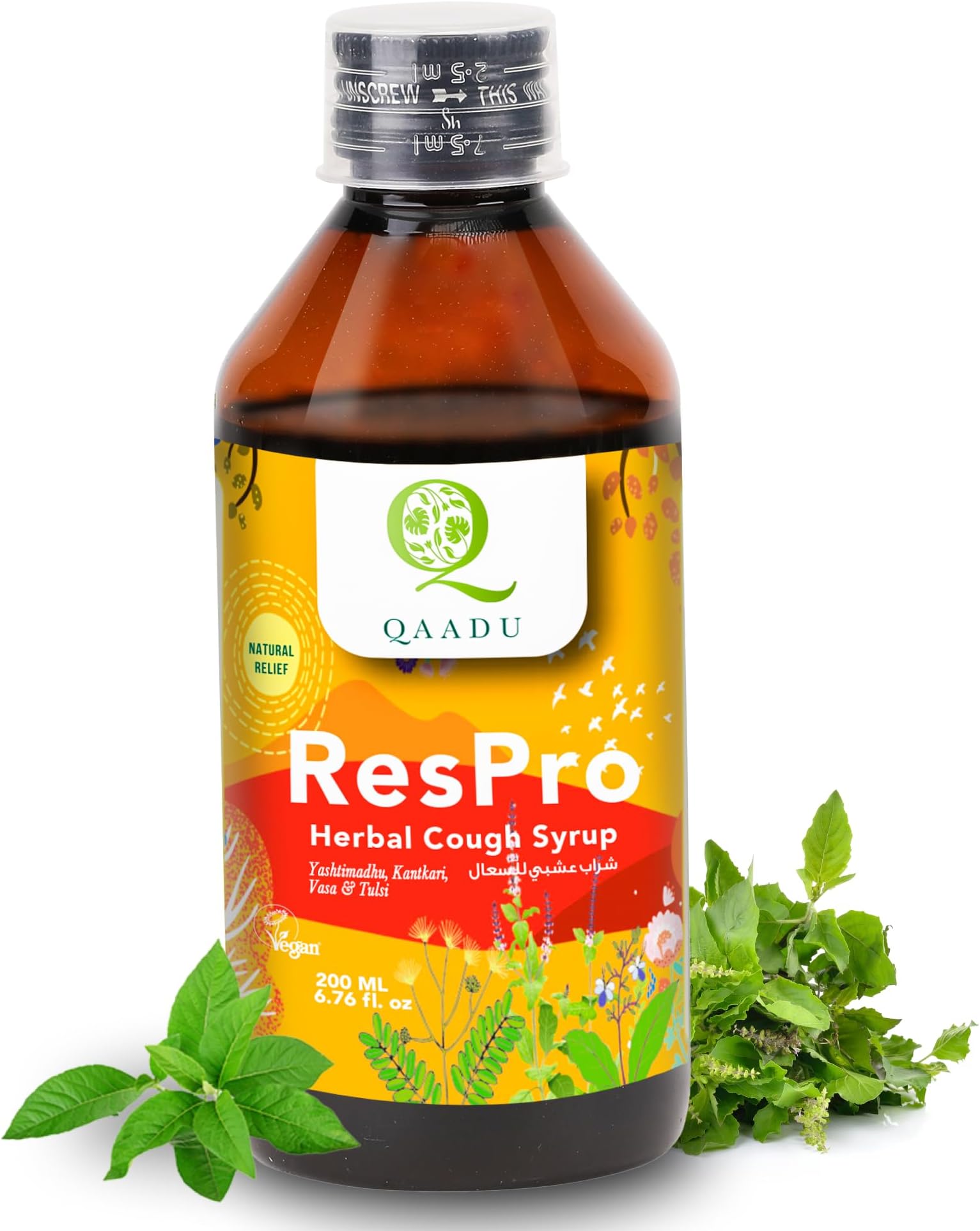 Respro Ayurvedic Cough Syrup, 200ml: Natural Relief from Cough, Congestion & Sore Throat with Tulsi, Pippali, Yashtimadhu & Dalchini - Vegan & Herbal Formula for Fast Recovery