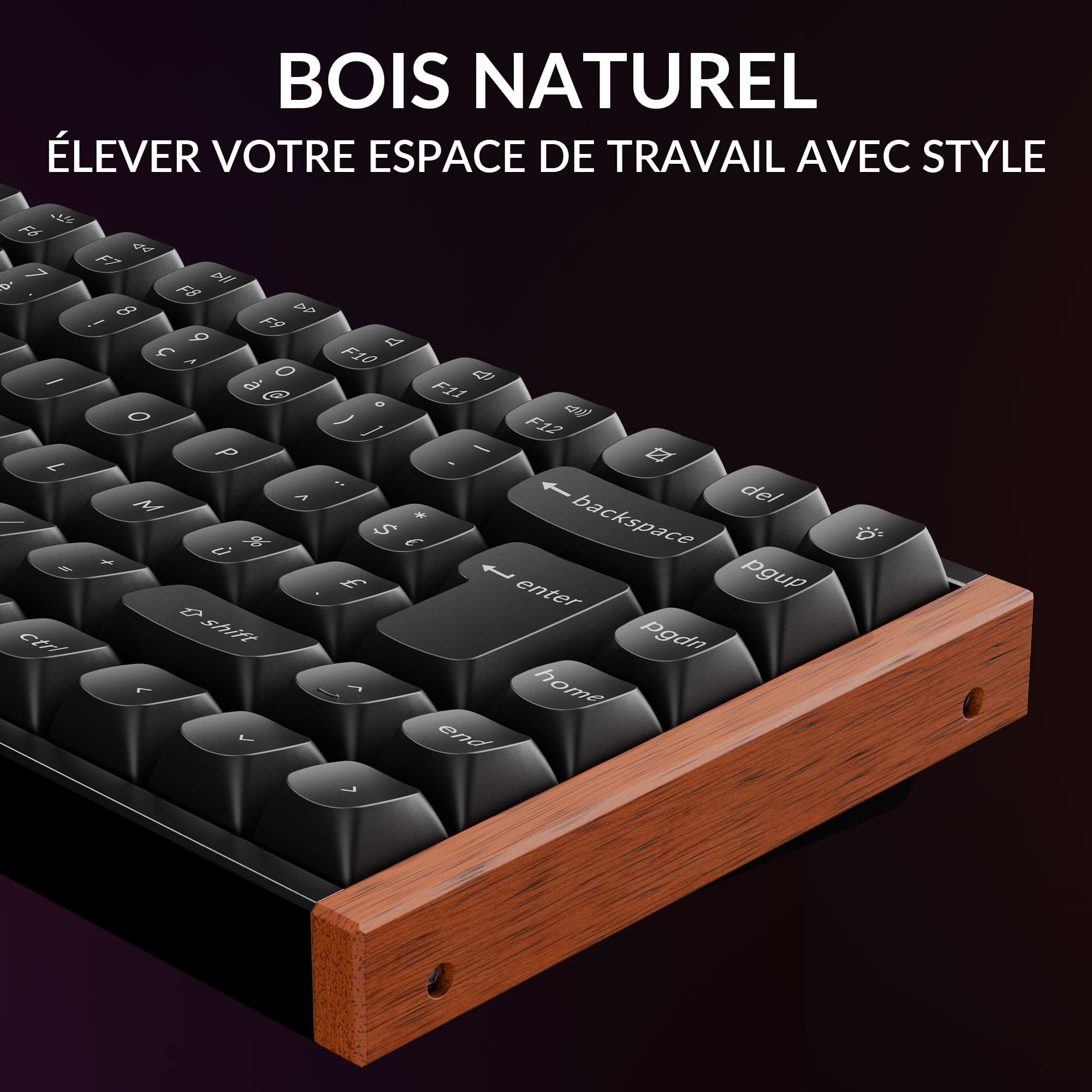 Keychron K2 HE Clavier sans Fil 2,4 GHz, 75% Clavier Gamer AZERTY Français, RGB, Hot-Swap, QMK/Via, Interrupteurs Magnétique Gateron À Double Rail Nebula pour Mac/Windows, Édition spéciale - Noir