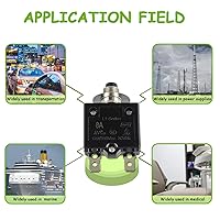 Vista 6 de Disyuntor de botón de reinicio manual 8A, 125/250 V CA, 50 V, CC, protector de sobrecarga térmica con terminales de conexión rápida y tapas de botón