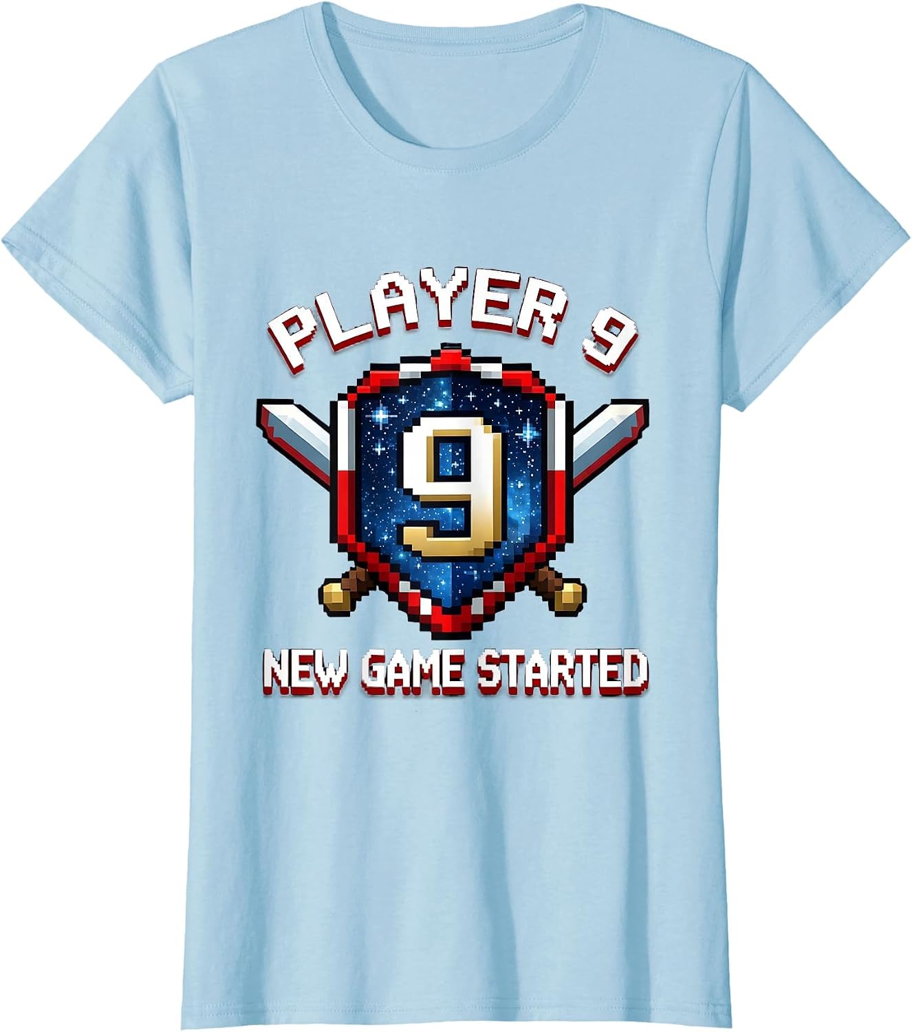 Player 9 New Game Started Gaming Design T-Shirt