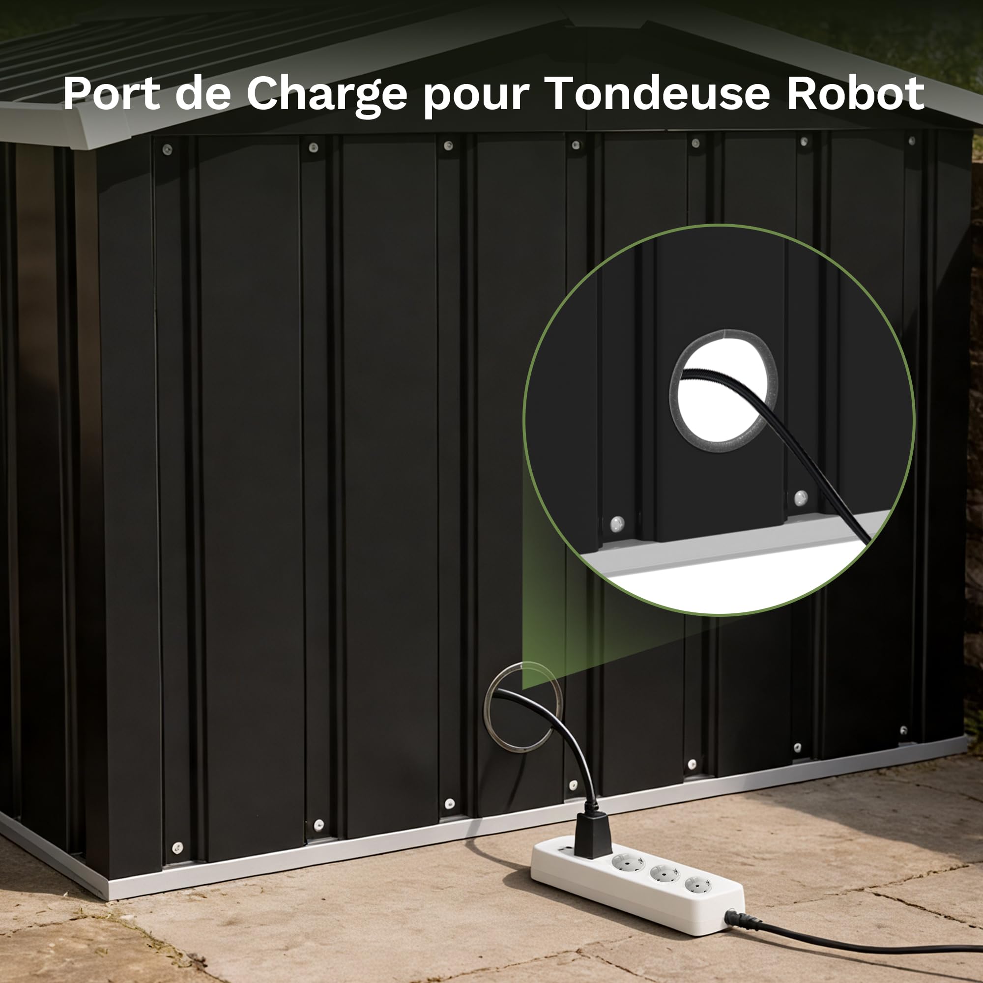 Devoko Abri de Jardin Métallique 86x77x63 cm, Garage pour Robot Tondeuse, Rangement Extérieur pour Outils de Jardin, Niche pour Animaux, Abri Compact avec Toit Penté, Gris Anthracite