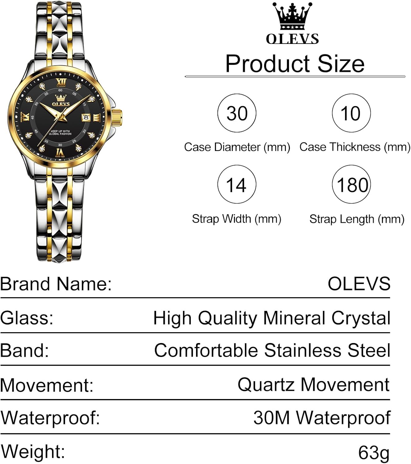 OLEVS Watch Women with Day Date Luxury Stainless Steel Ladies Watch Elegant Small Wrist Women's Dress Watches Diamond Quartz Watches for Women - Image 6