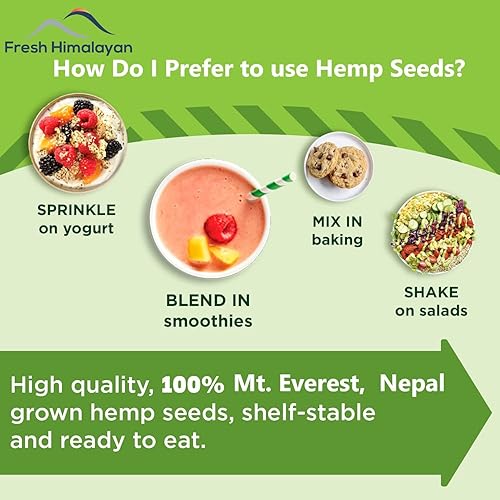 Miniatura 5 de Semillas de cáñamo crudas orgánicas, 7.05 oz, proteína completa 0.35 oz y 0.42 oz de omegas por porción aptas para paleo y cetogénico, semillas de