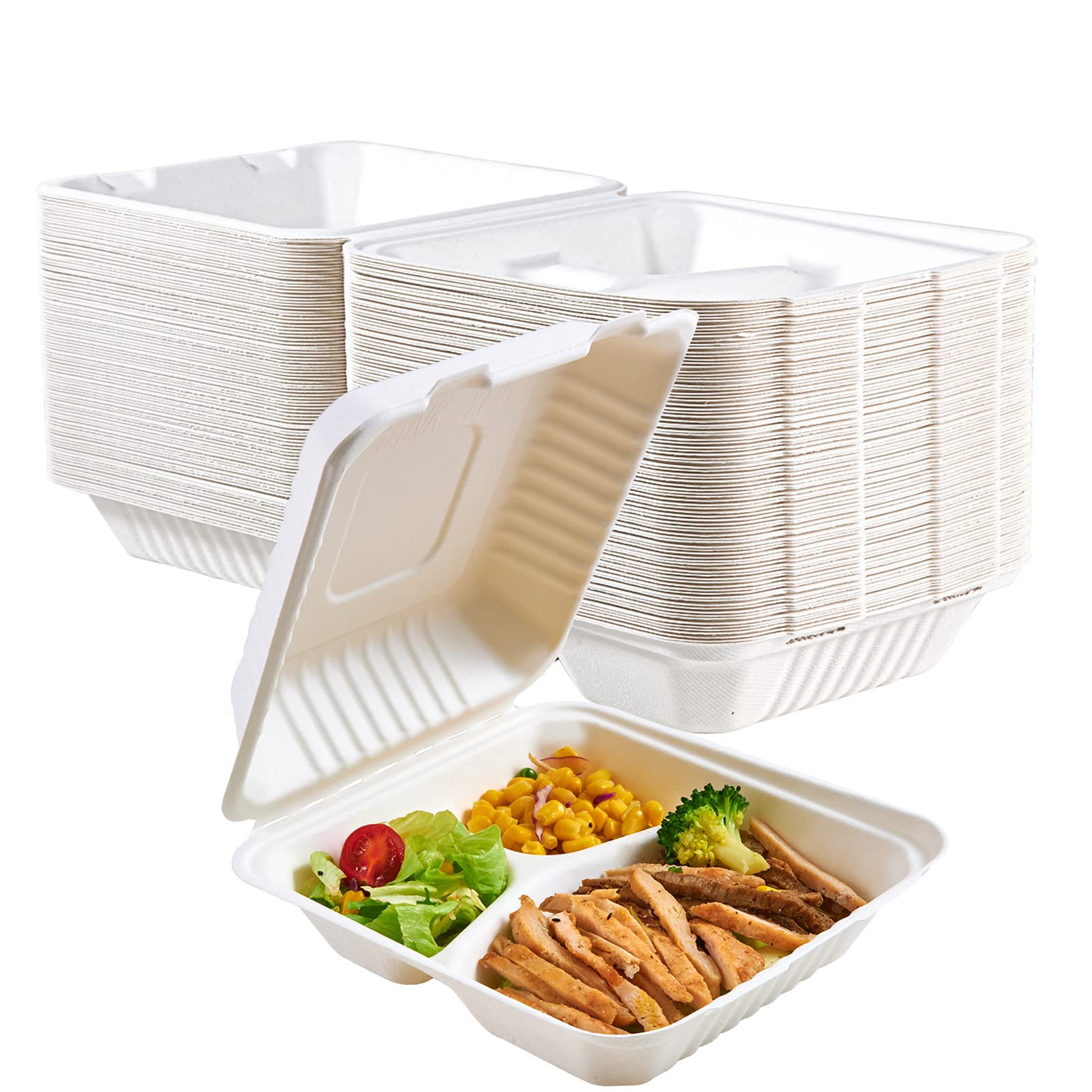 Buy ECOLipak 200 Pack Clamshell Take Out Food Containers, 100