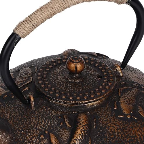 Miniatura 4 de Tetera de hierro fundido, 0.9L Retro Carpa japonesa clásica tetera de hierro fundido, color elegante y mano de obra maravillosa, construcción para