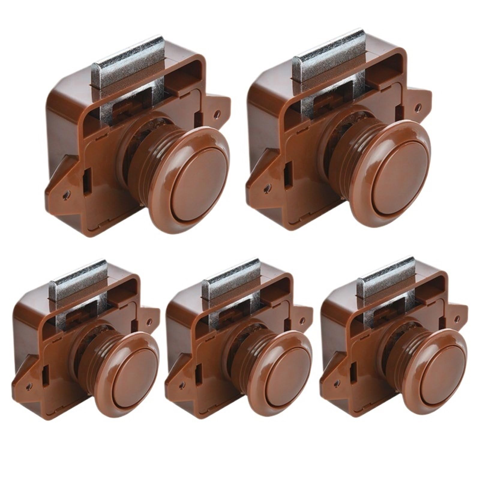 Jwvialel Big Brown Home Cabinet Drawer Latch Button Locks Furniture Hardware 5Pcs(Big Brown)