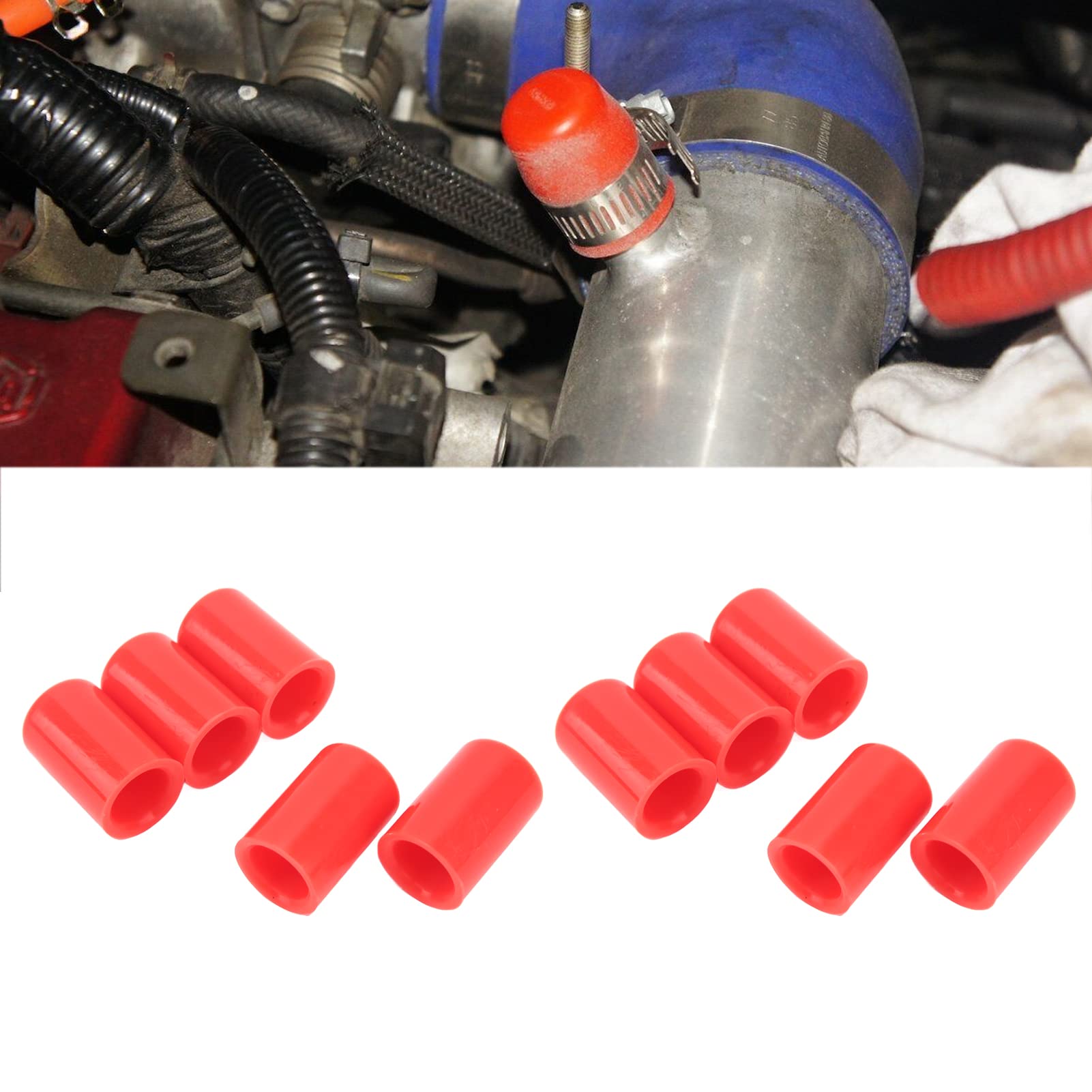 Lot 10 Bouchons Silicone Universels 14 Mm – Rouge – Obturation Tuyaux Vide, Admission, Durites Auto & Industrie