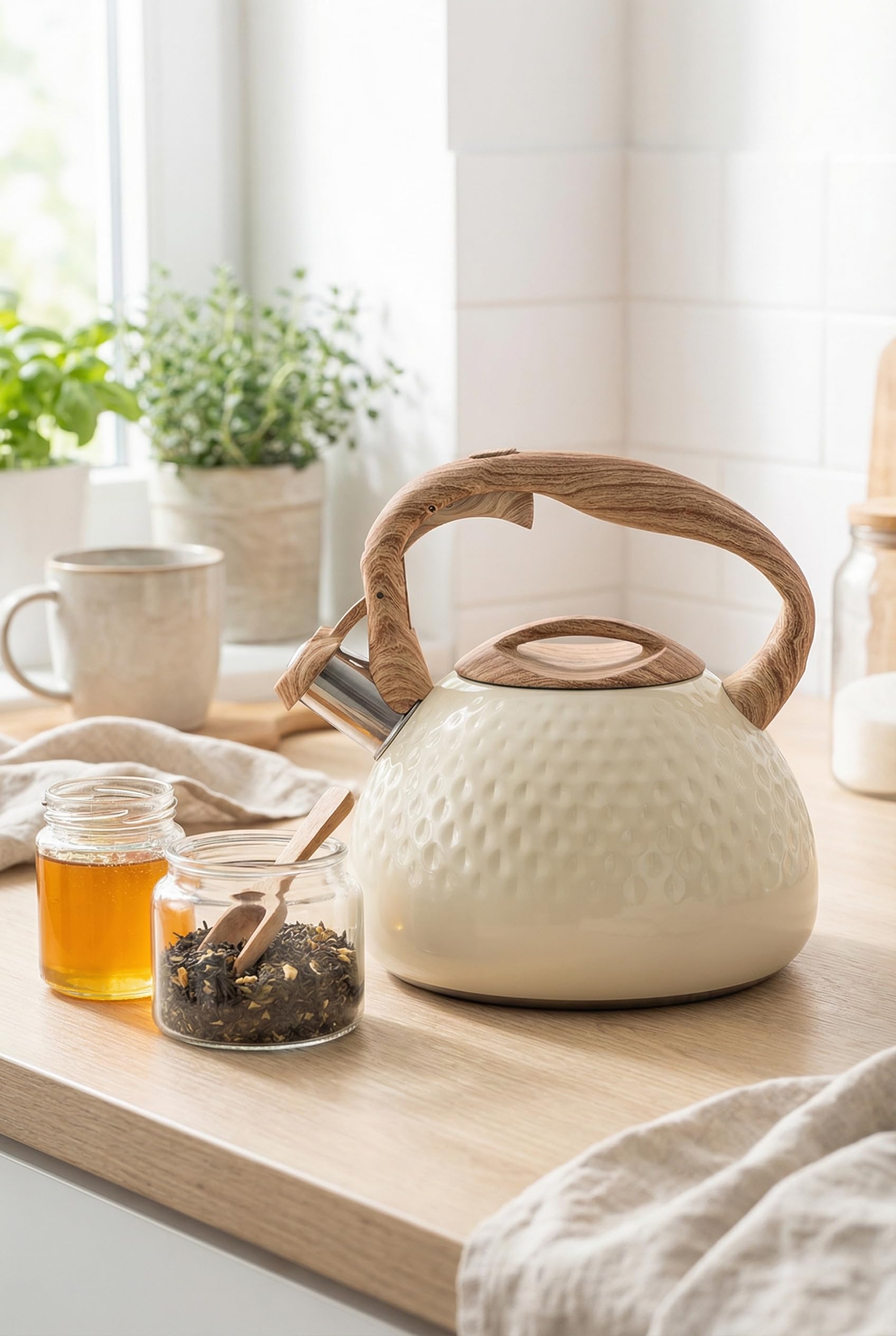 Bouilloire sifflante induction 3L inox avec sifflet transparent sécurisé