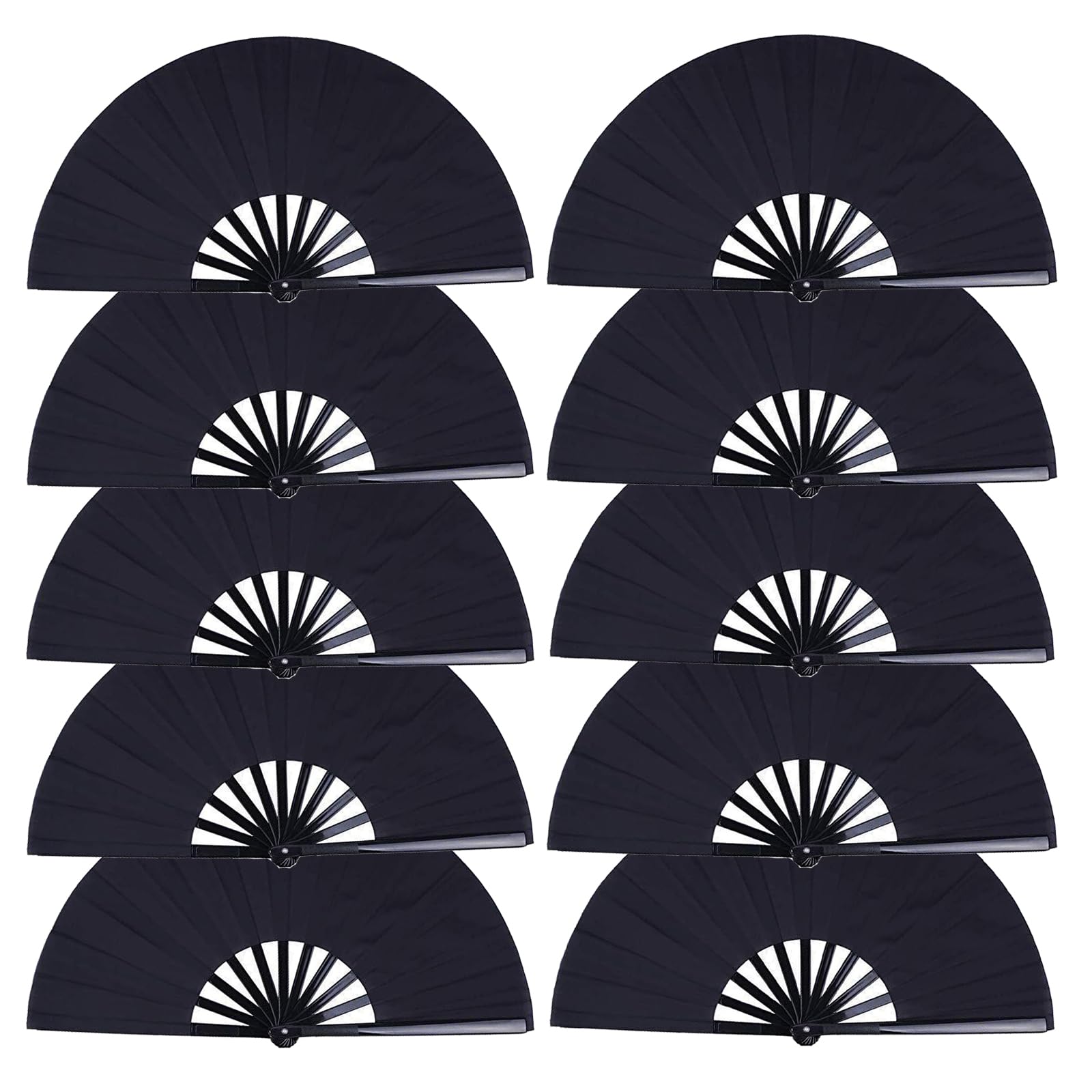 JWShang Clack Fans for Line Dancing Bulk, 10 Pcs — 13 Inch Large Popping Handheld Folding Fans for Women Dance Kung Fu Tai Chi Wedding Party Festival