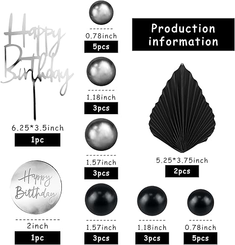 Miniatura 9 de Juego de 25 piezas de decoración de pastel de cumpleaños, decoración de pastel de feliz cumpleaños, números 0-9, corona de pastel en forma de bola,