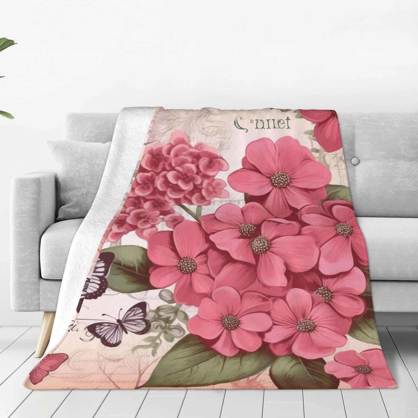 Couverture flanelle rose 152x127 cm douce et légère pour lit et canapé
