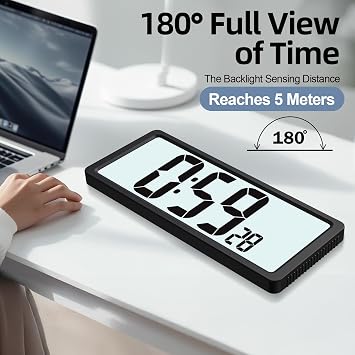 XREXS Large Digital Wall Clock Battery Operated with Backlight