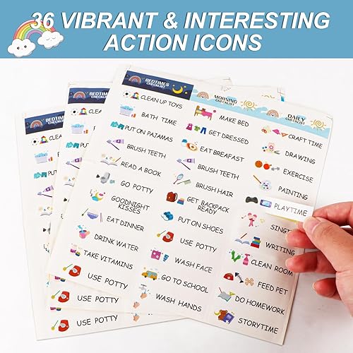 Miniatura 4 de Tabla de rutina 3 en 1 para dormir, mañana, diaria para niños, tabla magnética de tareas para niños, horario visual para niños pequeños tabla de