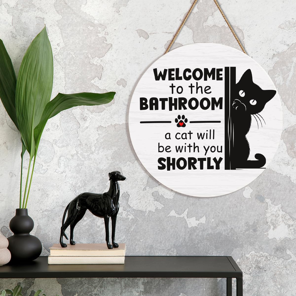 Bathroom Sign Cat Lover Decor, Bathroom Restroom Toilet Wall Decor Sign, Pet Gifts for Cat Lover Mom Dad, A Cat Will be With You Shortly, 11.8 X 11.8 inches image 4