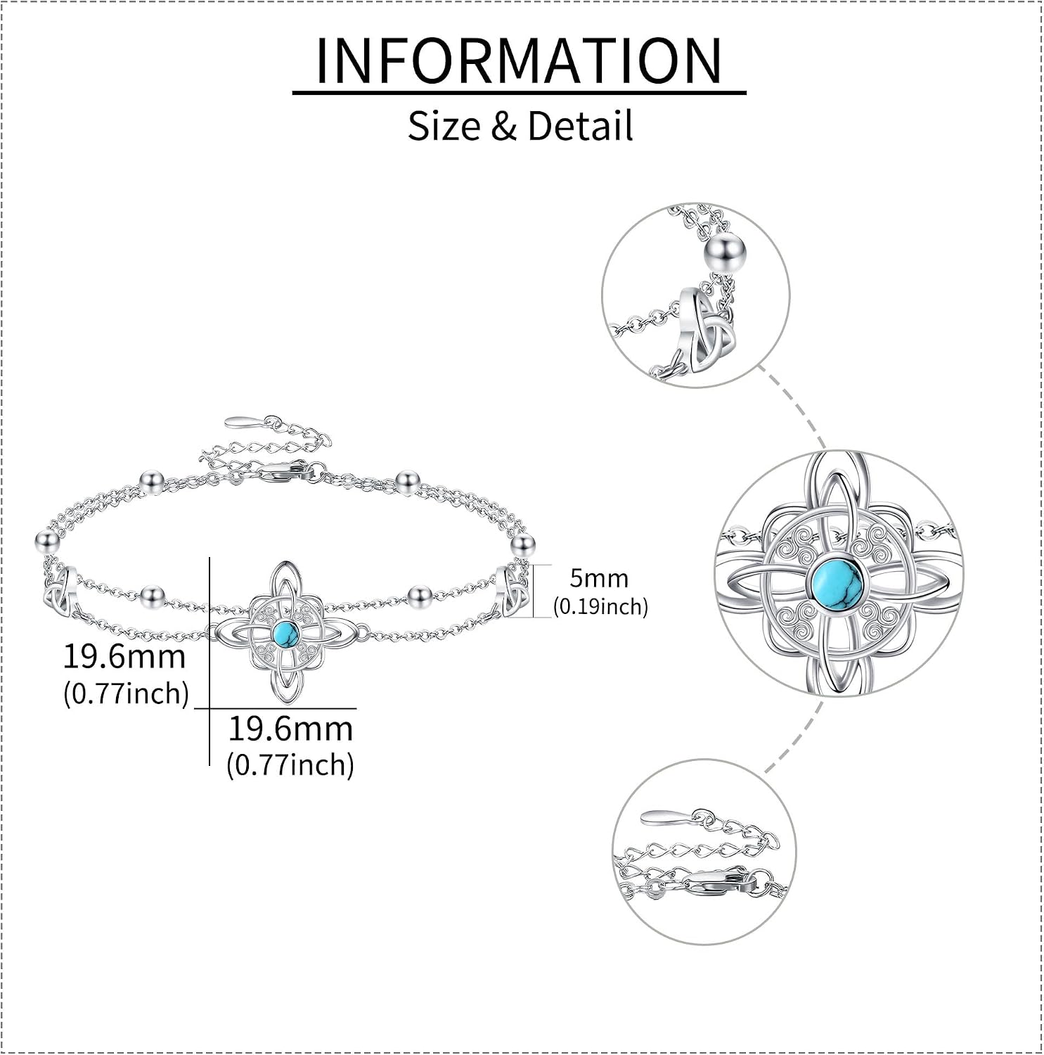 Witches Knot Bracelet 925 Sterling Silver Celtic Knot Pendant Nudo de Bruja Bracelet Witchy Jewelry Gifts for Women