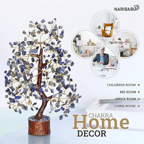 Miniatura 7 de NARIBABU Árbol de lapislázuli, cristal para energía positiva, piedras de Feng Shui, regalos espirituales, bonsái de piedras preciosas, decoración