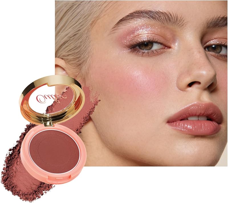 Oulac Plummy Brown Blush Makeup Powder| Rich Color Cream Blush Blendable| Natural Matte Tan Skin| Vegan &Cruelty-Free | 02 Cheek to Cheek 4.8g