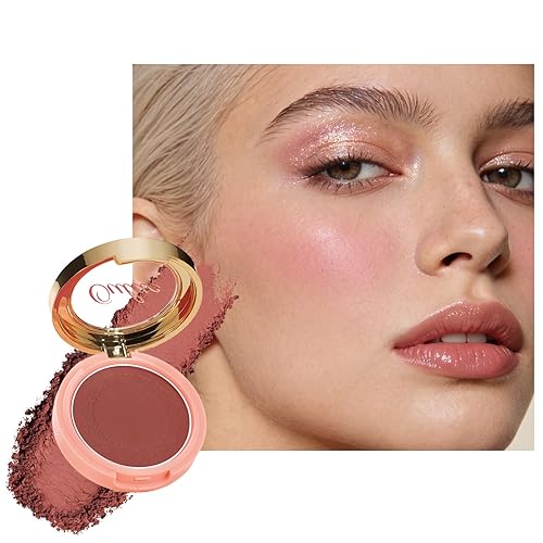 Oulac Polvo de maquillaje de rubor marrón ciruela, mezcla de rubor en crema de color rico, piel bronceada mate natural, vegano y libre de crueldad,