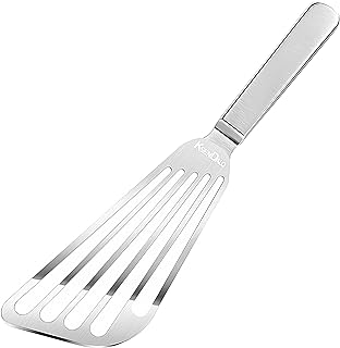 11.8" Stainless Fish Spatula, KSENDALO Professional Flexible Spatua Cookie Turner, Easier for Flipping, Frying & Grilling, Sturdy Kitchen Steak Spatula, Silver(Style 3)