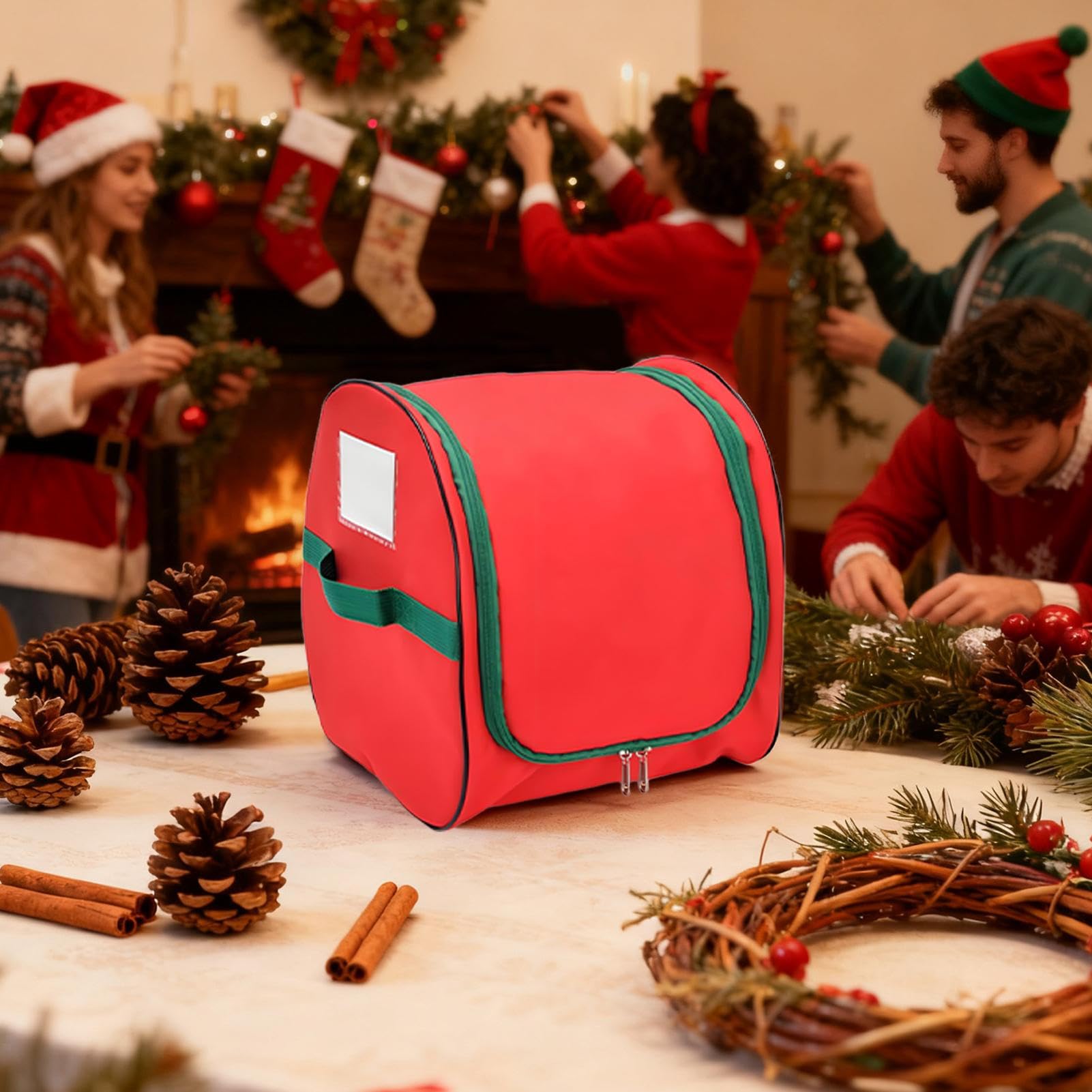 Conservazione delle di Natale | Organizer 'albero di Natale con 3 bobine, scatola portaoggetti con maniglie rinforzate per casa, garage, soggiorno, viaggi all'aperto