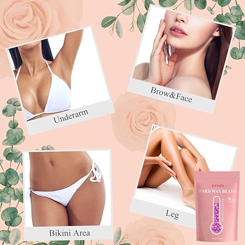 Miniatura 4 de Cuentas de cera dura para depilación, cuentas de cera sin dolor de 1.1 lb17.6 onzas para piel sensible, granos de cera dura de cuerpo completo con