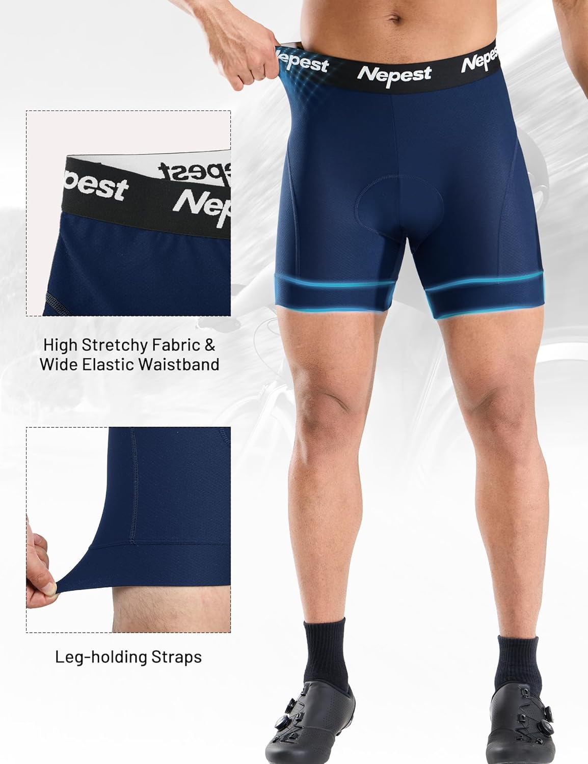 Nepest Mens Cycling Underwear 4D Padded Bike Shorts MTB Liner Mountain Bicycle Tights for Riding - Image 4