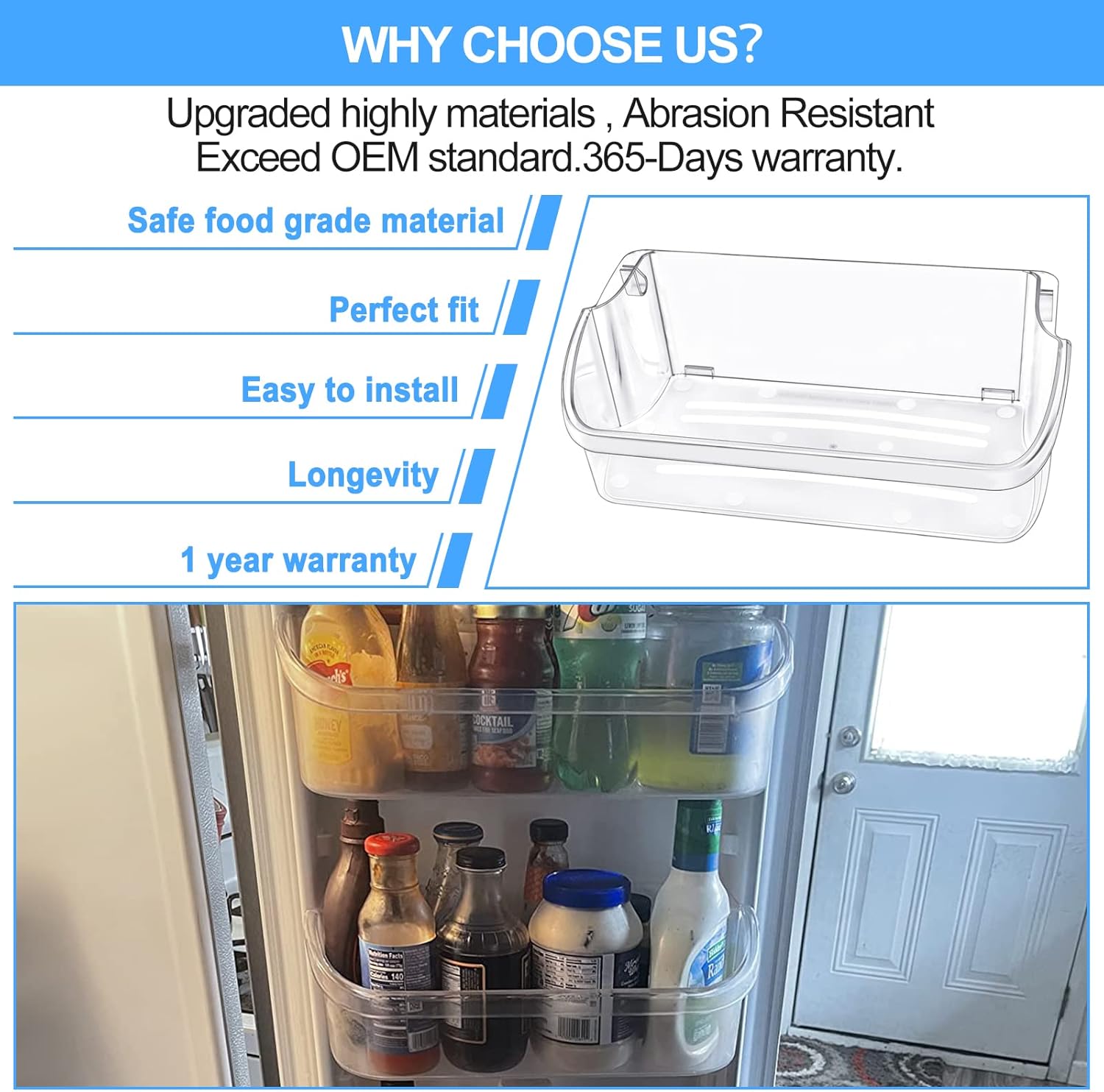 (2-Pack) UPGRADE 240356402 Refrigerator Door Bin Replacement Part,Compatible with Frigidaire Refrigerator Door Shelf LFSS2612TF0 FGUS2642LF2 LGUS2642LF1 LFSS2612TE0 AP2549958 FGHS2631PF4A Door Shelf : Appliances