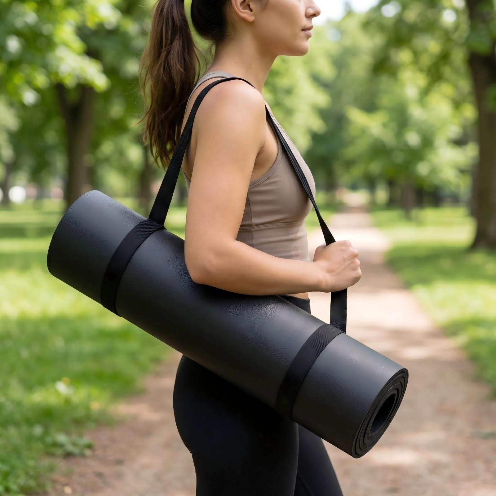 Esterilla de Yoga de PU y Caucho Natural, 183x68cm, Grosor 5mm, con Pelota de Yoga y Correa de Transporte DE REGALO, Ideal para Hot Yoga, Pilates y Entrenamiento en Casa