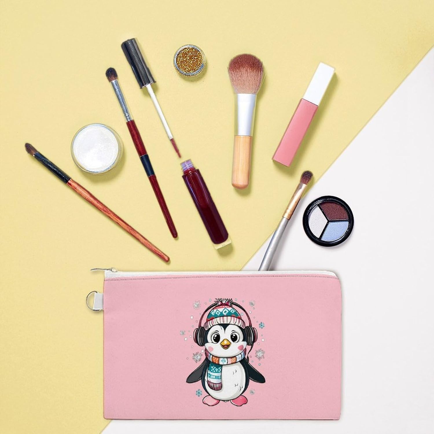 Cute Penguins Coin Purse Pouch Change Holder With Zip Canvas Clutch Card Wallet for Women Men