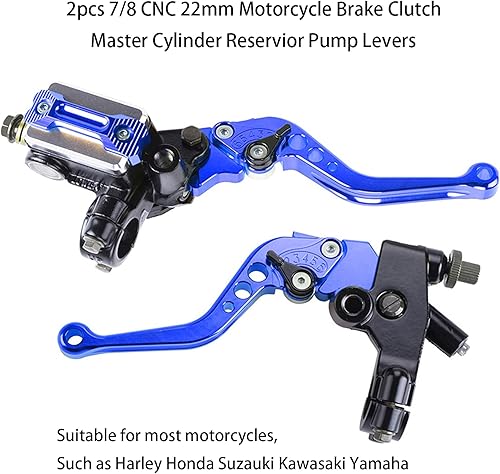 Miniatura 5 de Palanca de freno universal de motocicleta 78 "0.866 in freno hidráulico y embrague cilindro maestro depósito palanca izquierda y derecha