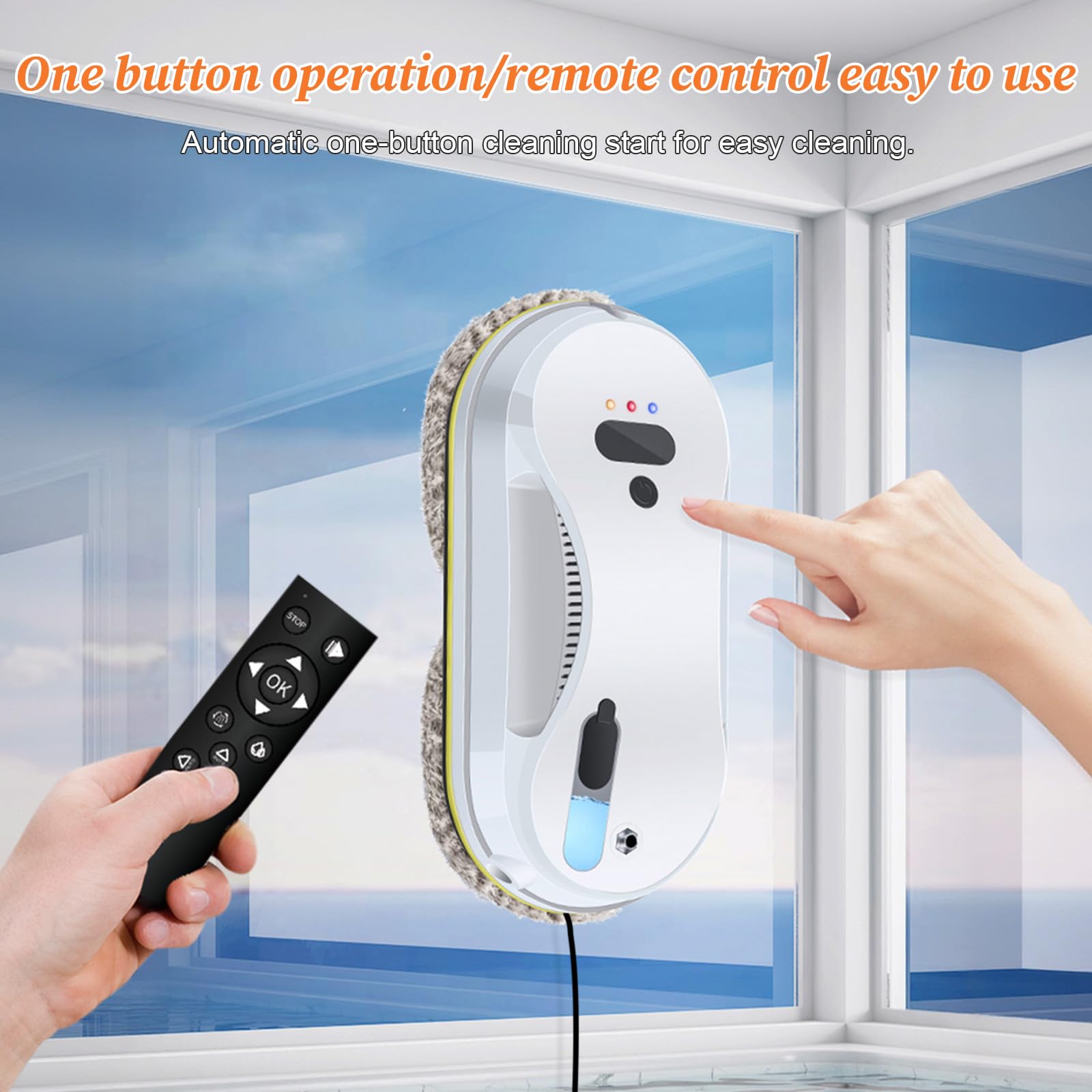 Window Cleaner Robot with Water Spray Window Cleaning Robot Window Cleaner with Automatic Water Spray Glass Cleaning Robot 5600Pa Sunction Power for Windows/Tiles/Class Door (White) — view 6