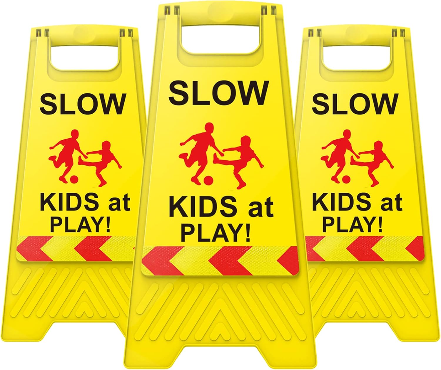Slow Down Kids at Play Sign, Kids at Play Safety Signs for Street with Reflective Tape, Children at Play Safety Signs 22.4" H Double-Sided Text and Graphics Easier to Identify for Neighborhoods Community(2 Pack Green)