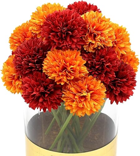 20 plantas artificiales de flores artificiales de seda de crisantemo, arreglos de hortensias, ramos de boda, decoración del hogar, cocina, jardín,