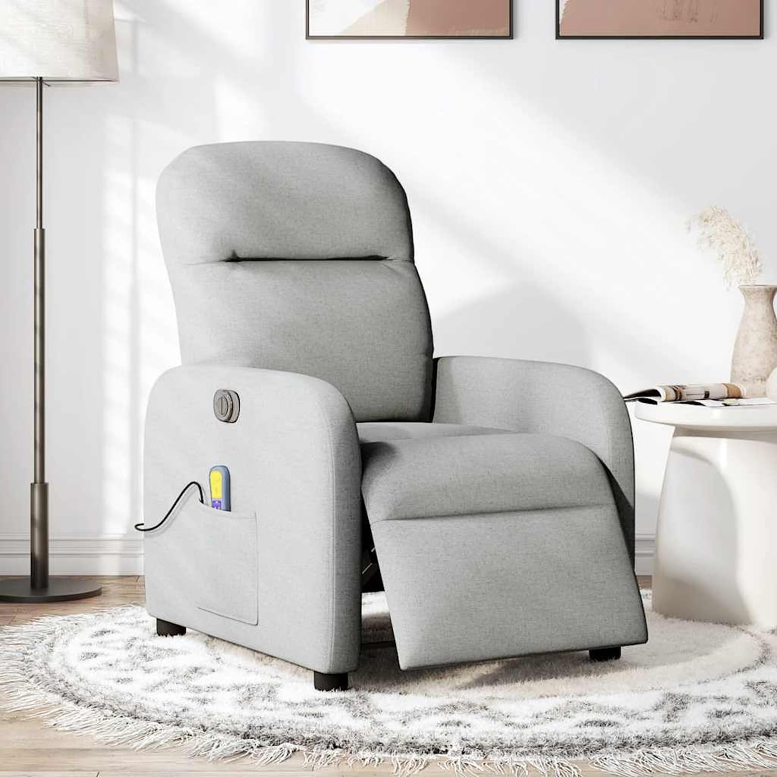 Homgoday Poltrona Reclinabile Massaggio Elettrica Grigio Nuvola Tessuto, Poltrona Massaggiante, Poltrona Reclinabile Relax Massaggiante, Sedia da Massaggio Intelligente Poltrona M-3302971