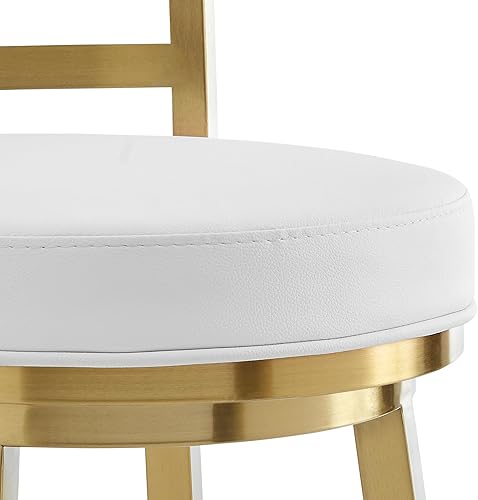 Miniatura 127 de Armen Living Madrid - Taburete giratorio de 30 pulgadas de altura de barra de cuero sintético gris moderno y acero inoxidable cepillado para Gris y