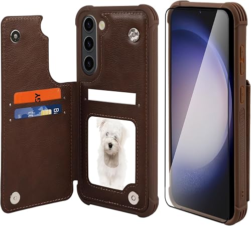 VANAVAGY Compatible for Galaxy S23+ Plus Wallet Case with RFID Blocking Card Hol