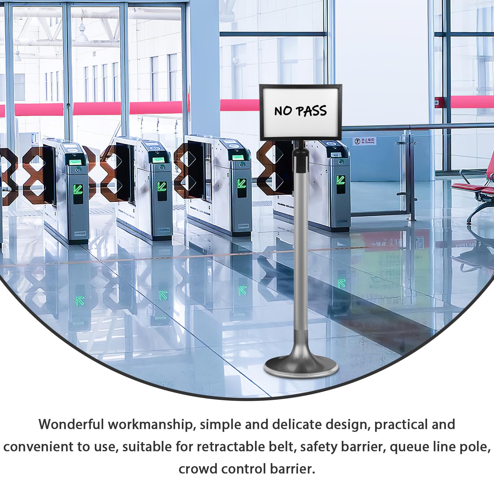 Porte-panneau D'aéroport en Acier Inoxydable Noir, Support
